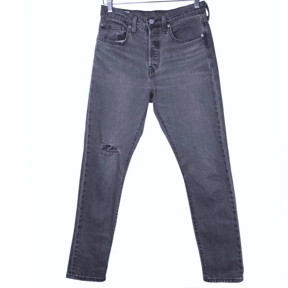 Levi's‎ Premium 501s Skinny Jeans Black Distressed Faded Look Denim Womens 27